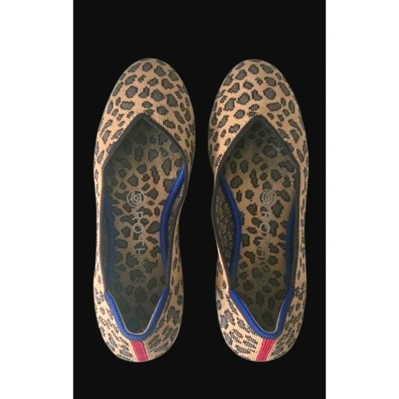 Rothy's Round Toe Knit Ballet Flats Brown Leopard Animal Print Women’s 6 - Picture 1 of 9